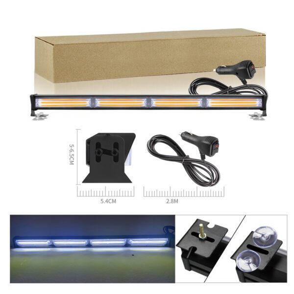 Стробоскоп LED балка мигалка 12-24В, 60СМ/ COB1-4 / БІЛА 72 ВТ 14 режимів, прикурювач