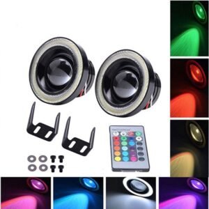 30W, 12V Розміри на фото RGB протитуманні фари 3 дюйми, +пульт, к-кт 2шт@